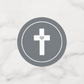 Confettis Croix gris ardoise et blanc - Photo - Baptême (Petit recto)