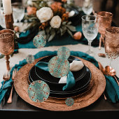 Confettis Cuivre élégant et Turquoise
