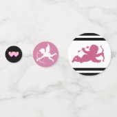 Confettis Cupide, cygnes sur mariage rayé noir & blanc (Derrière)