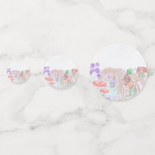 Confettis Custom Kids Artwork, deux mignonnes souris, fleurs (Derrière)