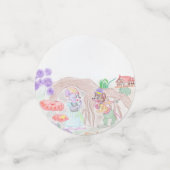 Confettis Custom Kids Artwork, deux mignonnes souris, fleurs (Petit recto)