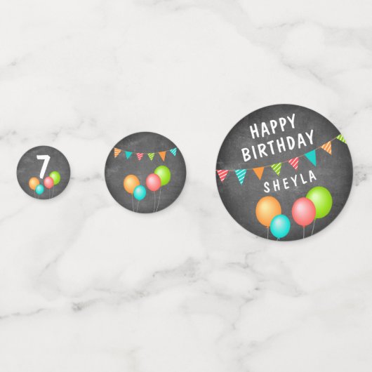 Confettis Cute Balloon Bunting Flag Chalkboard Kid Birthday (Devant)