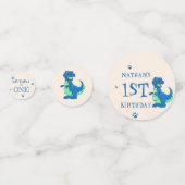 Confettis Cute Blue Green Dinosaur table de fête d'anniversa (Derrière)