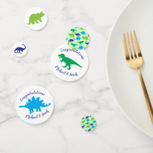 Confettis Cute Dinosaur Baby shower Dino Blue et Green Boy