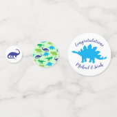 Confettis Cute Dinosaur Baby shower Dino Blue et Green Boy (Derrière)