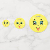 Confettis Cute Divine Bleu & Jaune Joyeux Visages (Devant)