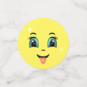 Confettis Cute Divine Bleu & Jaune Joyeux Visages (Petit recto)