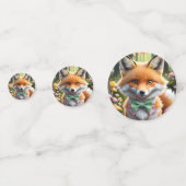 Confettis Cute Fox avec arc vert et rose (Derrière)
