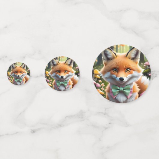 Confettis Cute Fox avec arc vert et rose (Derrière)