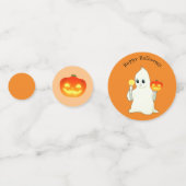 Confettis Cute Halloween Ghost, Citrouille sur Black & Orang (Devant)