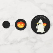 Confettis Cute Halloween Ghost, Citrouille sur Black & Orang (Derrière)