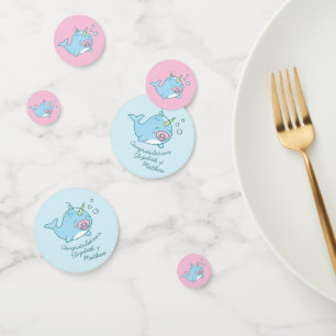 Confettis Cute Narwhal Baby shower Kawaii Rose Girl