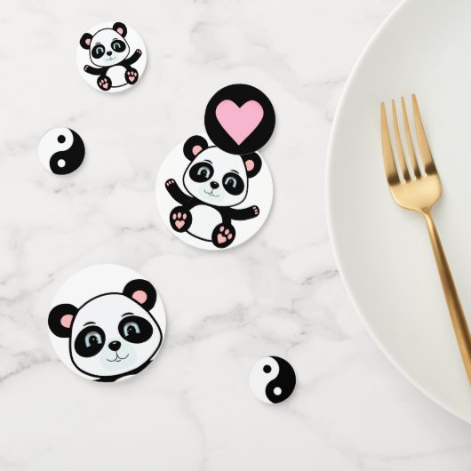 Confettis Cute Ours Panda & Yin Yang Noir & Blanc (Groupe)