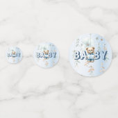 Confettis Cute Teddy Bear Bleu Floral Belle fête (Derrière)