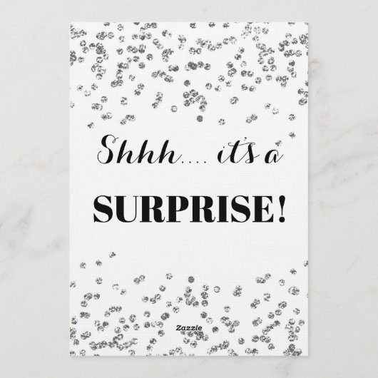 Confettis de Fausse Fête Argentée Invitation Tripl (Dos)