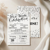 Confettis de Fausse Fête Argentée Invitation Tripl