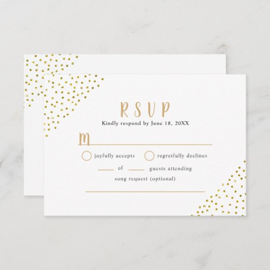 Confettis de Faux Or Mariage buffet RSVP (Devant / Derrière)