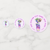 Confettis de fête de cocktail myrtille avec texte (Derrière)