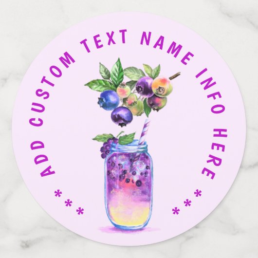 Confettis de fête de cocktail myrtille avec texte (Grand verso)