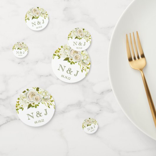 Confettis de mariage floraux blancs (Groupe)
