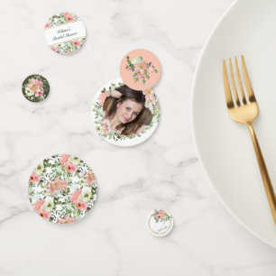 Confettis de mariage floraux coquille d'oeuf et ro