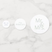 Confettis de mariage Vert Sauge M. & Mme (Devant)
