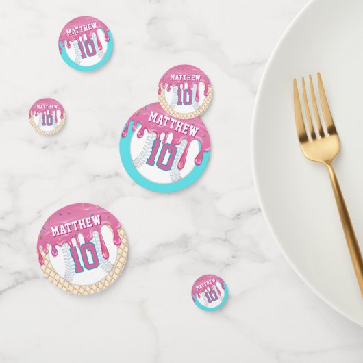 Confettis de table Baseball Drip Rose & Bleu (Groupe)