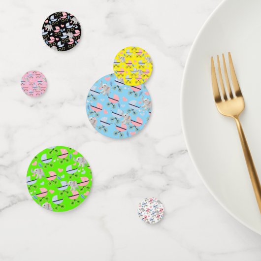 Confettis de table Bébé Poussette Cigogne Coeurs É (Groupe)