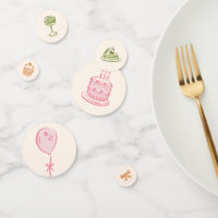 Confettis de table de joyeux anniversaire dessinés