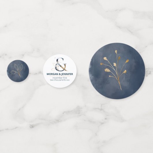 Confettis Décor de table d'or bleu mariage (Derrière)