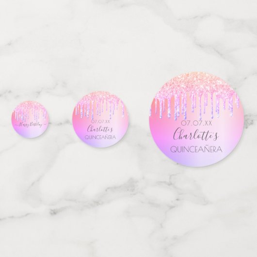 Confettis Dégustation rose quinceanera (Devant)