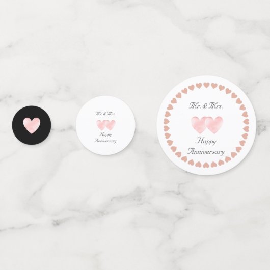 Confettis Deux coeurs sur le noir et blanc Mariage Anniversa (Devant)