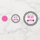 Confettis Deux Fast Pink Race Car 2e fête d'anniversaire (Devant)