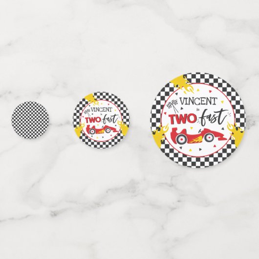 Confettis Deux fête d'anniversaire rapide Red Race Car 2e an (Devant)