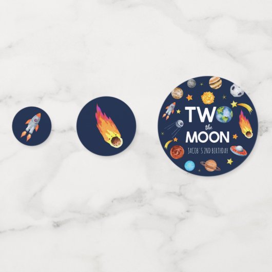 Confettis Deux La Lune Planète spatiale Anniversaire (Derrière)