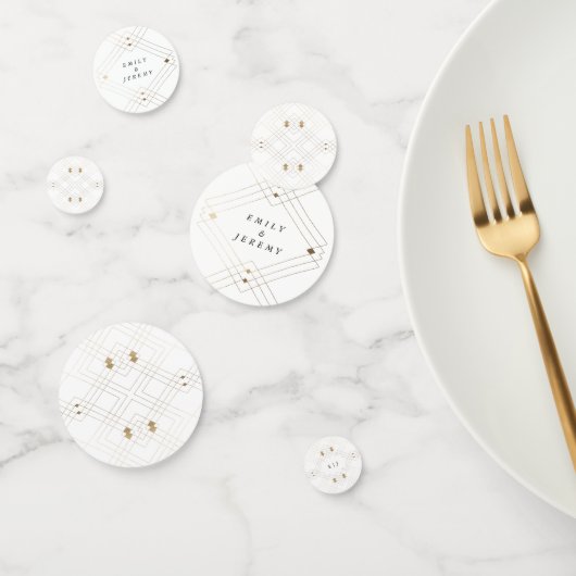 Confettis Diamant Or Blanc Géométrique Mariage Gatsby (Groupe)