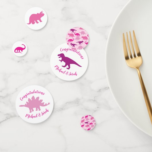Confettis Dinosaur Baby shower Dino Rose Girl (Groupe)