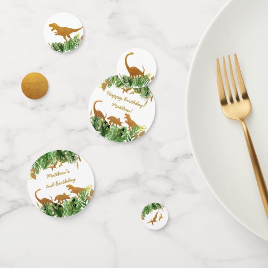 Confettis Dinosaur Green & Gold Safari Anniversaire (Groupe)