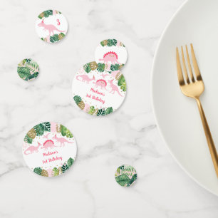 Confettis Dinosaure rose et or Safari Anniversaire