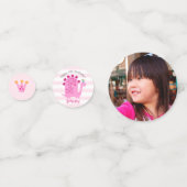 Confettis Dinosaure rose Fille Anniversaire Nom de la photo (Devant)