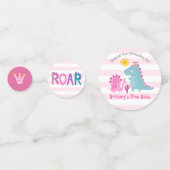 Confettis Dinosaure rose Fille Anniversaire Nom de la photo (Derrière)