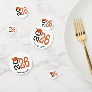 Confettis Diplômé Orange et Noir 2026