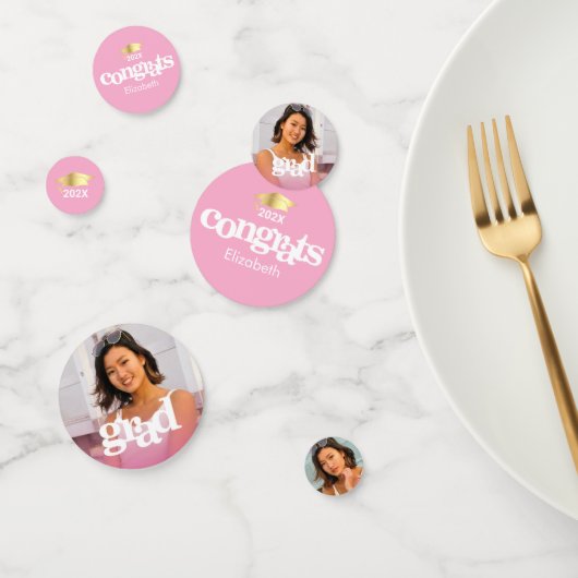 Confettis Diplôme rose 3 photo audacieuse typographie modern (Groupe)