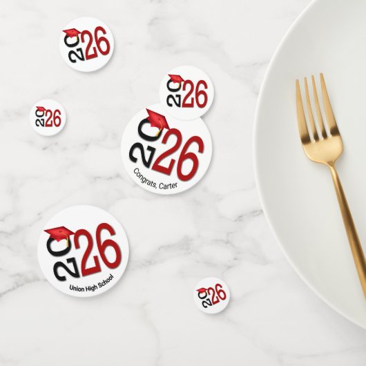 Confettis Diplômé Rouge et Noir 2026 (Groupe)
