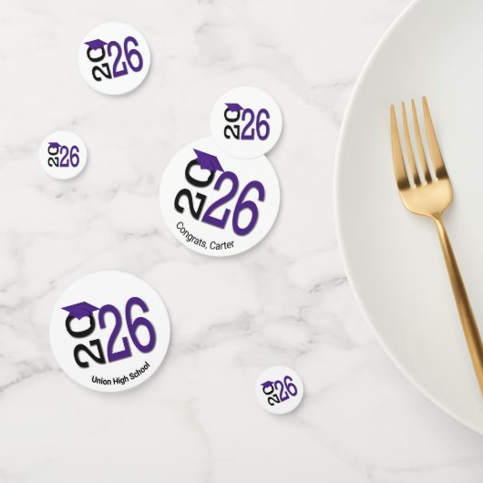 Confettis Diplômé Violet et Noir 2026 (Groupe)