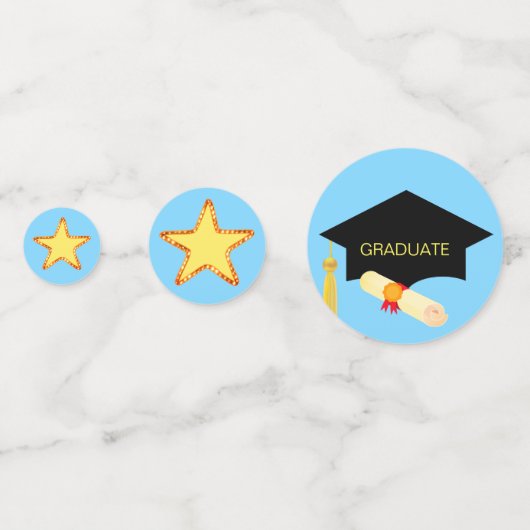 Confettis Doctorat étoiles de Graduation sur bleu & blanc Co (Derrière)