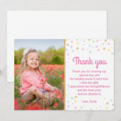 Confettis d'or de rose de carte photo de Merci (Devant / Derrière)