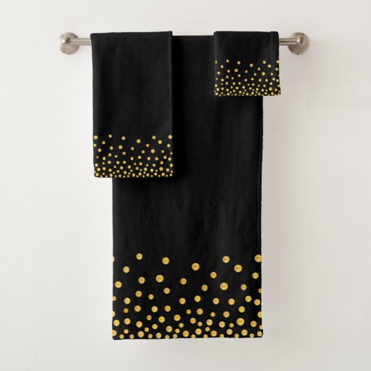 Confettis dorés élégants sur fond noir (En situation)