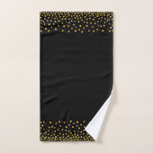 Confettis dorés élégants sur fond noir (Serviette à main)