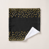 Confettis dorés élégants sur fond noir (Gant de toilette)